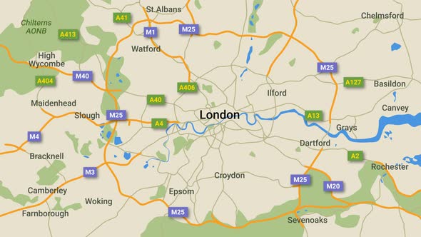 Animated map of London with route numbers
