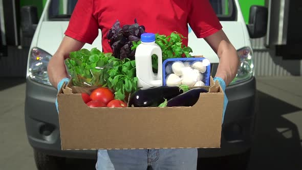 Volunteer Hold Box with Food Social Help Spbd