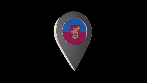 3d Animation Map Navigation Pointer With Flag Of  Jelgava (Latvia) With Alpha Channel - 2K