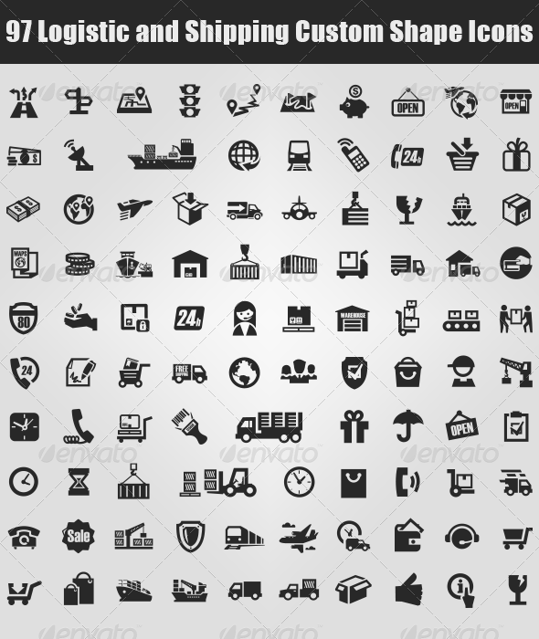 97 Logistic and Shipping Custom Shape Icons