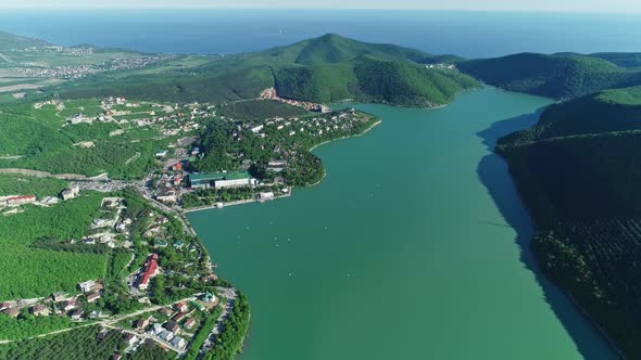 Lake Abrau in Caucasian Mountains and Black Sea