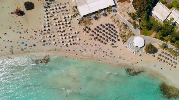 Aerial View of Beach of Mediterranean Nissi Beach in Ayia Napa