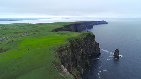 Aerial View of the Scenic Cliffs of Moher in Ireland