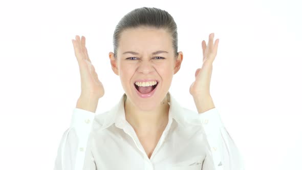 Screaming Woman, White Background