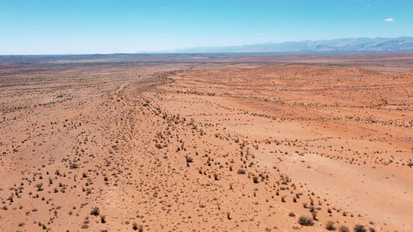 Karoo semi-desert in South Africa, drone fly over descending from high to low