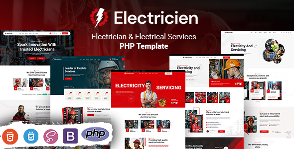 Electricien – Electrician & Electrical Services PHP Template – 0 Sold!