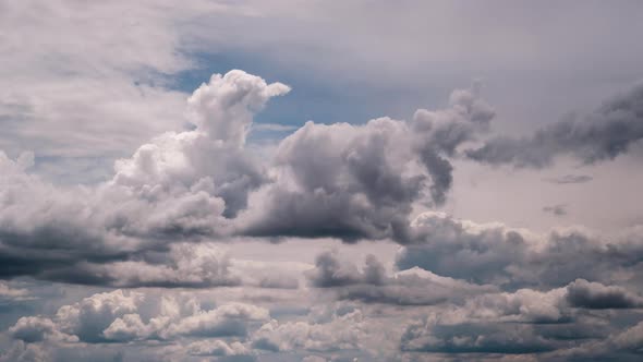 Timelapse of Cumulus Clouds Moving in the Blue Sky