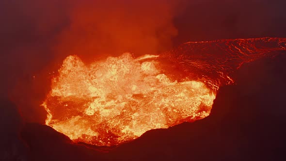 Breathtaking Closeup View of Boiling Magma in Volcano Crater
