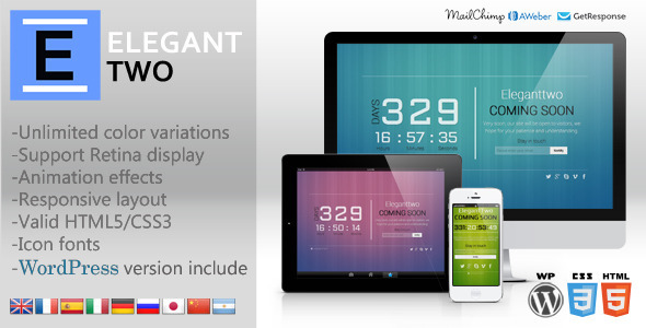 ElegantTwo - Animation Responsive Coming Soon Page