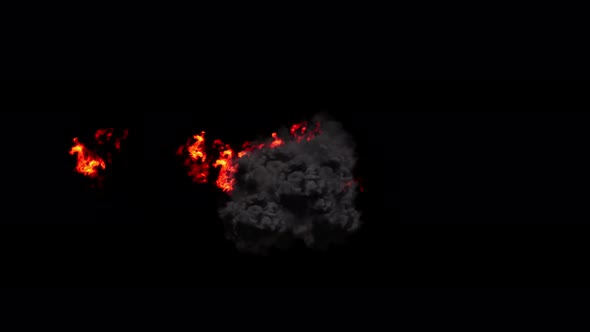 Inferno burst red fire flame at the center of the screen with black smoke  rise to the top alt