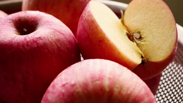 Close up of fresh red apples in the basket