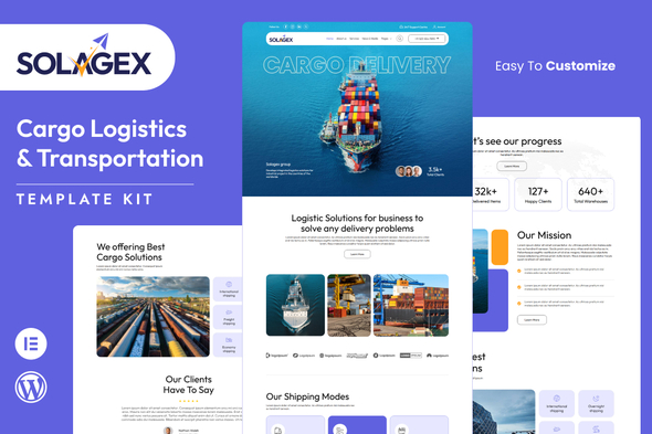 Solagex – Logistics & Transportation Elementor Template Kit – 0 Sold!