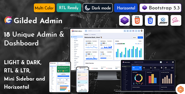 Gilded – Bootstrap Admin Template Dashboard – 0 Sold!