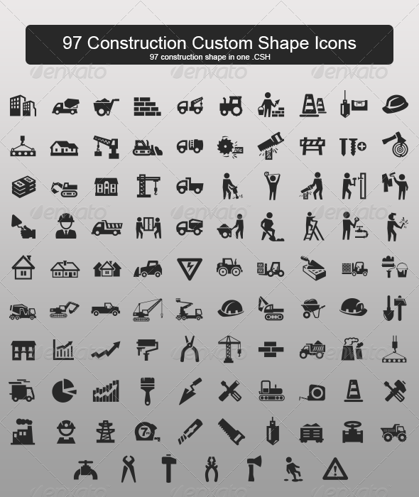 97 Construction Custom Shape Icons