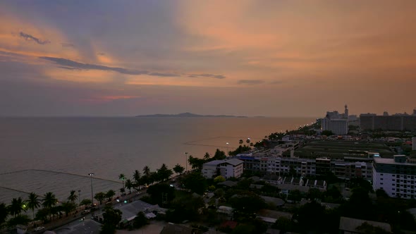 Time lapse of beautiful Pattaya city around sea ocean bay in Thailand