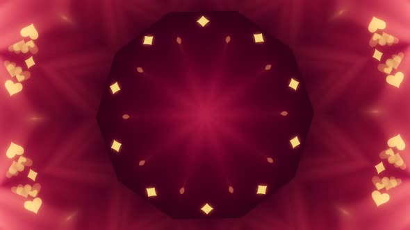 Kaleidoscope  red Hearts background