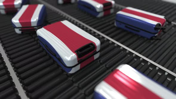 Many Suitcases Featuring Flag of Costa Rica