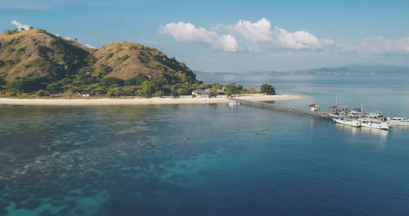 Boat Harbor at Island with Paradise Resort Aerial