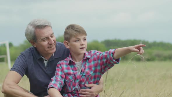 Father and son together, portrait