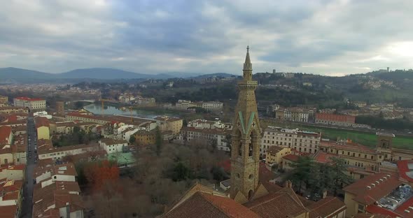 The Overview of Basilica of Santa Croce, One of the Landmarks of Florence, Italy