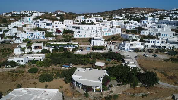 Apollonia village on Sifnos island in the cyclades in Greece aerial view