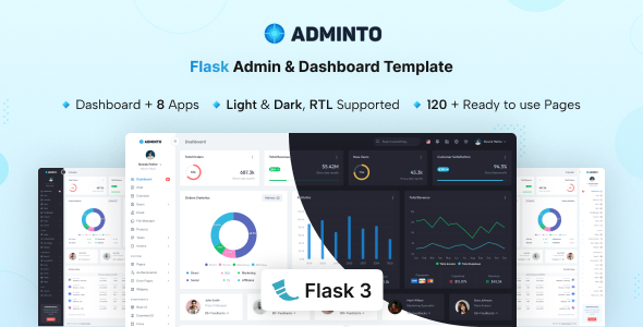 Adminto – Flask Admin & Dashboard Template – 0 Sold!