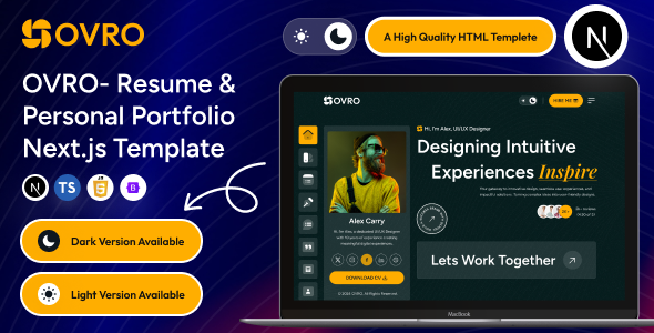 Ovro – Resume & Personal Portfolio Next.js Template – 0 Sold!