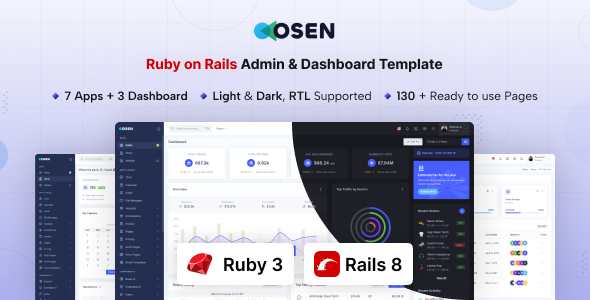 Osen – Ruby on Rails Admin & Dashboard Template – 0 Sold!