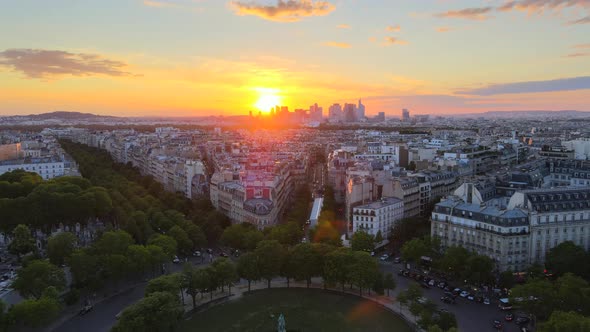 Flying from the Trocadero towards Port Dauphine in Paris