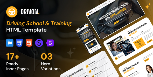 Drivon – Driving School & Training HTML Template – 0 Sold!