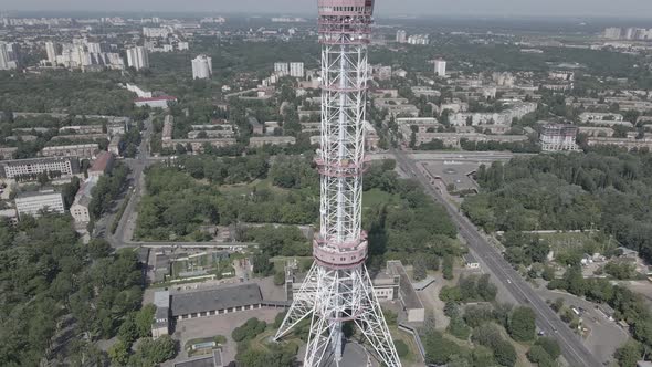 Kyiv. Ukraine: TV Tower. Aerial View. Flat, Gray