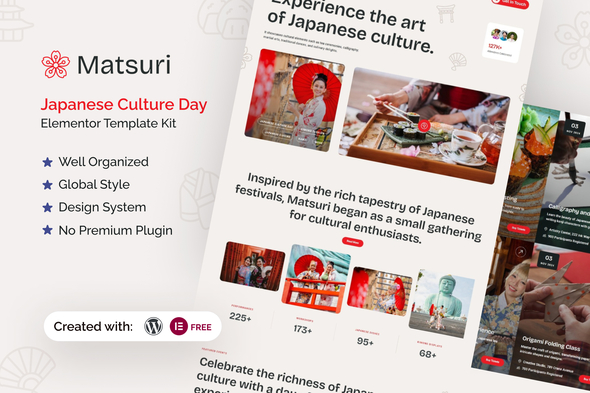 Matsuri – Japanese Culture Day Elementor Template Kit – 0 Sold!