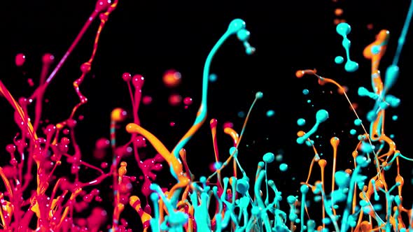 Colorful Splashing Paint in Super Slow Motion. Shot with High Speed Cinema Camera at 1000fps