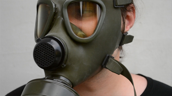 Man With Gas Mask on Face