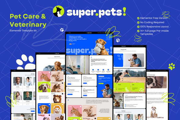Superpets - Pet care & Veterinary Elementor Template Kit