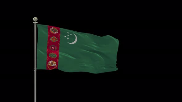 Turkmenistan Flag Pole Looping  Animation Include Alpha Channel