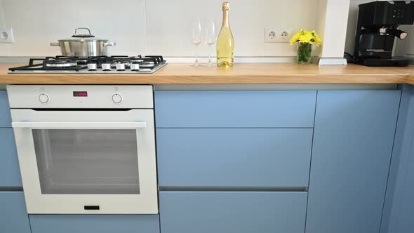 Modern Blueteal and White Kitchen Interior