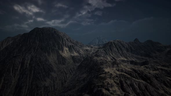 Storm Dark Clouds Over Volcanic Valley