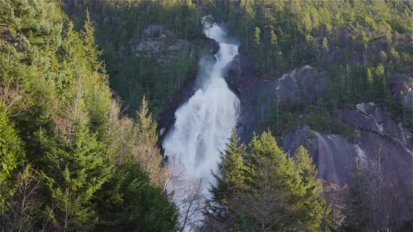 View of Shannon Falls and Water Rushing Down the Canyon