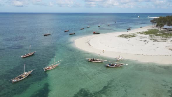 Boats in the Ocean Near the Coast of Zanzibar Tanzania Slow Motion