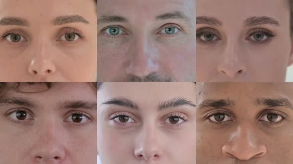 Collage of Blinking Eyes of People Looking at Camera