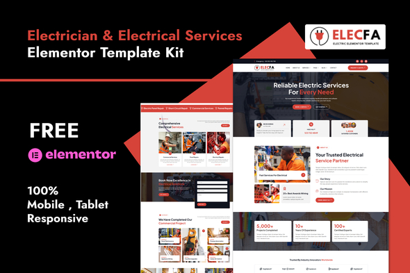 Elecfa – Electrician & Electrical Services Elementor Template Kit – 0 Sold!