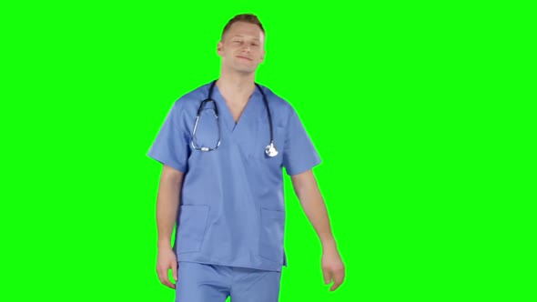 Smiling Female Doctor. Green Screen