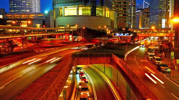 Time lapse beautiful architecture building of hong kong cityscape