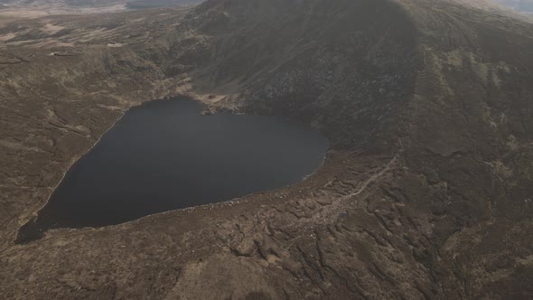 Heart-shape Lake Of Lough Ouler At Wicklow Mountains In Ireland. - aerial