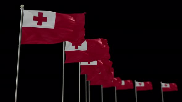 Tonga Row Of Flags Animation Include Alpha Channel