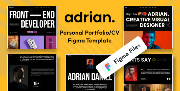 Adrian – Personal Portfolio/CV Figma Template – 0 Sold!