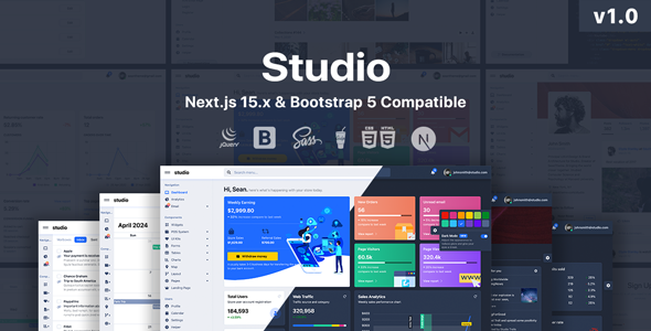 Studio – Next.js 15.x + HTML Admin Template – 0 Sold!