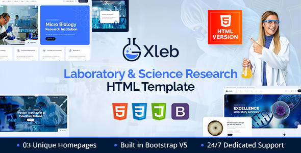 Xleb – Laboratory & Science Research HTML Template – 0 Sold!