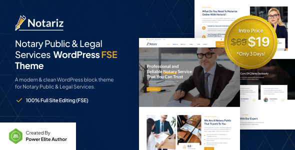 Notariz – Notary Public & Legal Services FSE WordPress Theme – 0 Sold!